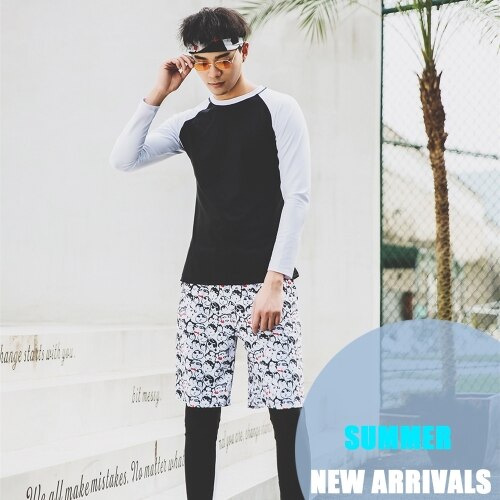 Proteções queimaduras de esportes aquáticos impressas, duas peças de mangas compridas para mergulho, conjunto de proteção uv para snorkeling: 2XL