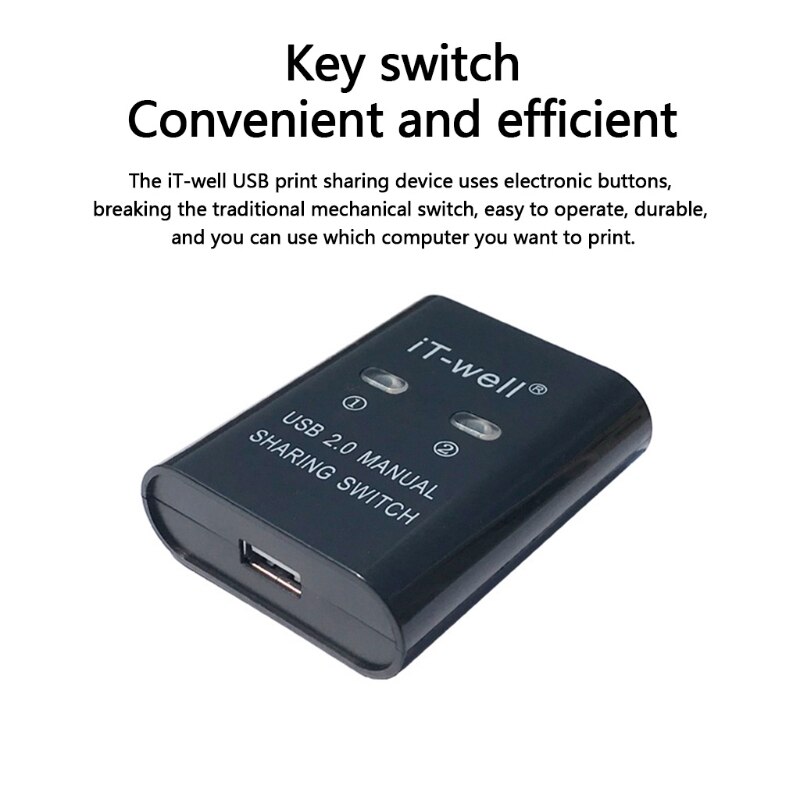 USB Printer Sharing Device 2 in 1 Out Printer Sharing Switch 2-Port Manual KVM Switching Splitter Hub Converter