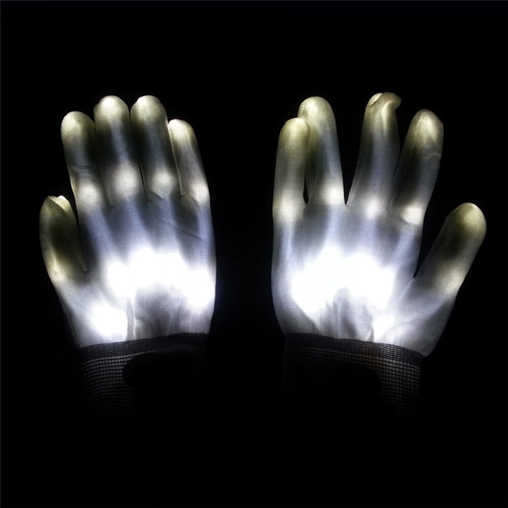 1Pair LED Light Up Hand Finger Glowing Gloves Halloween Christmas Costume Dance Decor Stage Performance Gloves Finger Decor