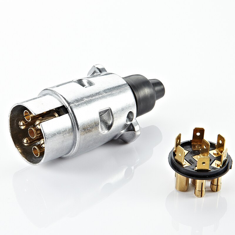 12V 7 Pin Plug Round Male Metal Caravan Trailer Truck Aluminum Alloy Truck Towing Electric Plug Connector Lighting board Plug