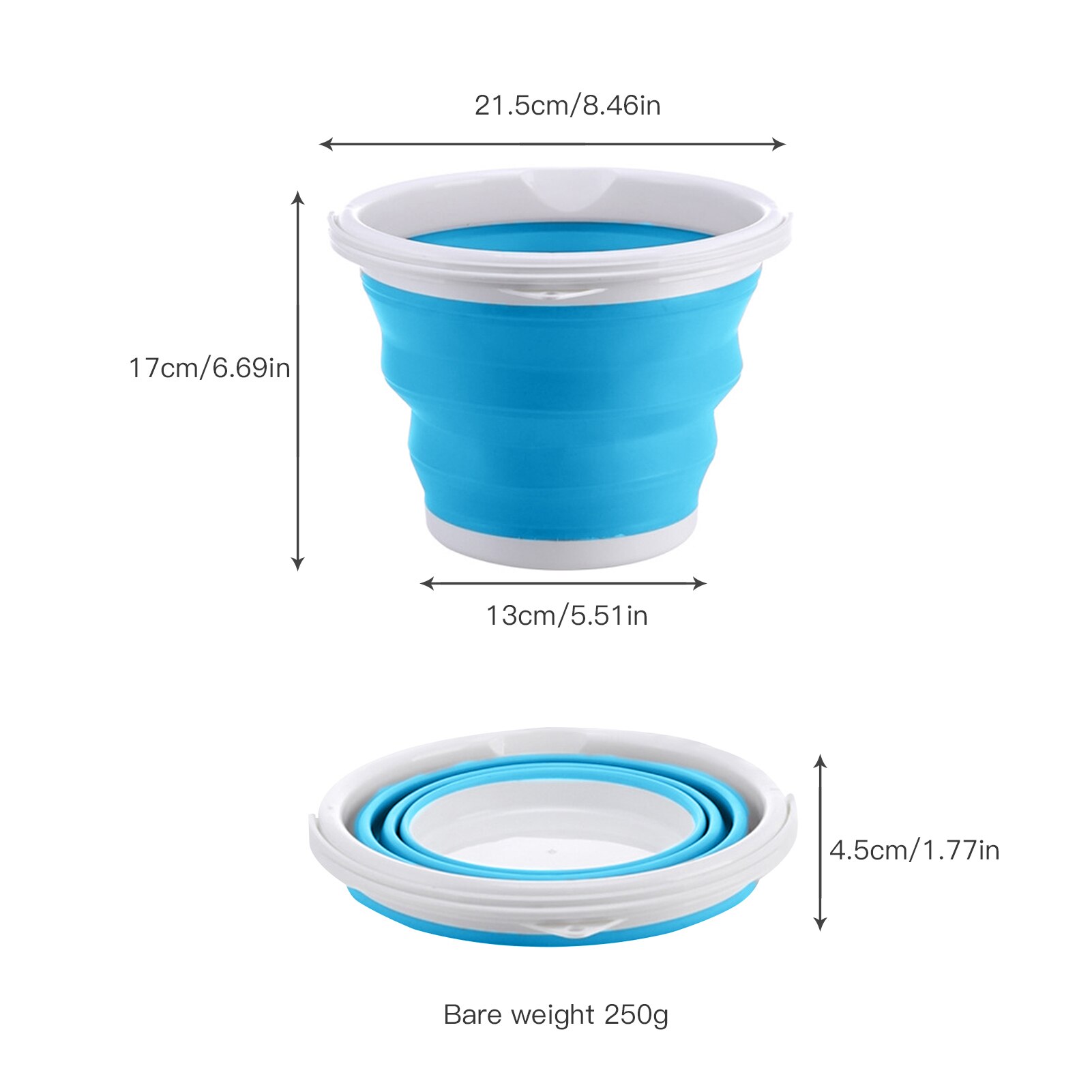 Seau pliant en plastique de 1,5 l – 10l, seau pliant pour la pêche, lavage de voiture, seau de pêche en plein air, Camping, salle de bain, outil de cuisine: 3L Blue