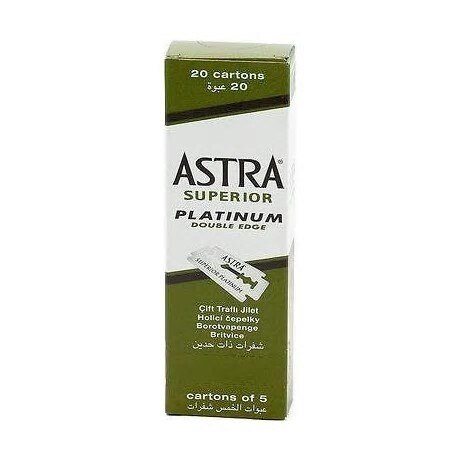 100 stk 100 astra superior barberblad platin dobbeltkantet sikkerhedsbarbering barberblad