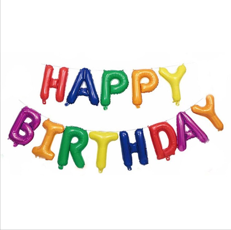 16 inch Letters HAPPY BIRTHDAY Foil Balloons Happy Birthday Party Decoration Kids Alphabet Air Balloons Baby Shower Supplies: Clear