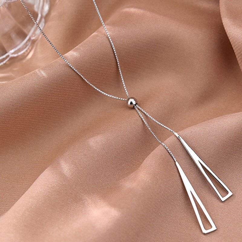 Foxanry 925 Stempel Sleutelbeen Keten Ketting Ins Trend Elegante Geometrische Kwastje Party Sieraden Creatieve Accessoires