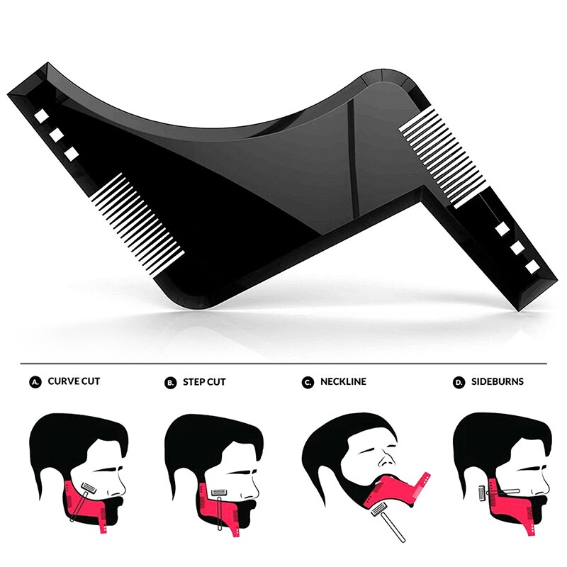 Peine moldeador de barba para hombre, cepillo de pelo para pelo, recortador de barba, plantilla, herramientas de estilismo para salón de belleza,