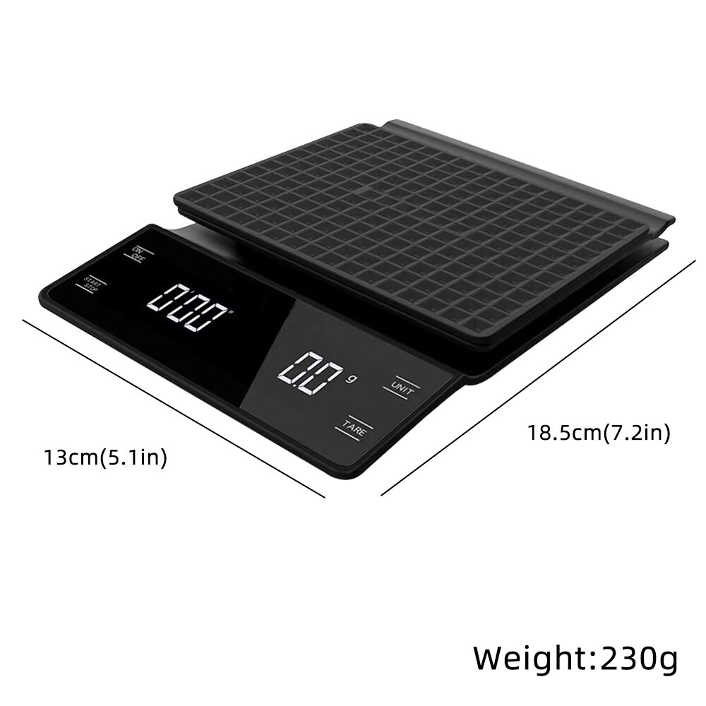 FOXNSK Espresso Koffieweegschaal Met Timer - 0.1g Nauwkeurig, 4 Modi, Ratio & Debiet, USB Oplaadbaar, Zwart