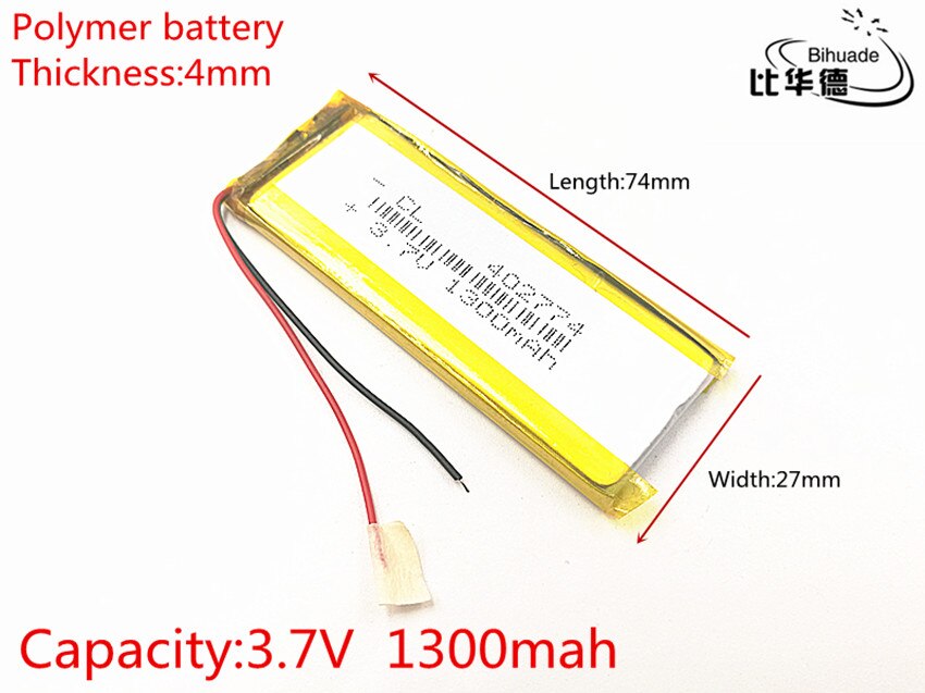 3.7V 1300mAh 402774 Lithium Polymer Li-Po li ion Rechargeable Battery cells For Mp3 MP4 MP5 GPS