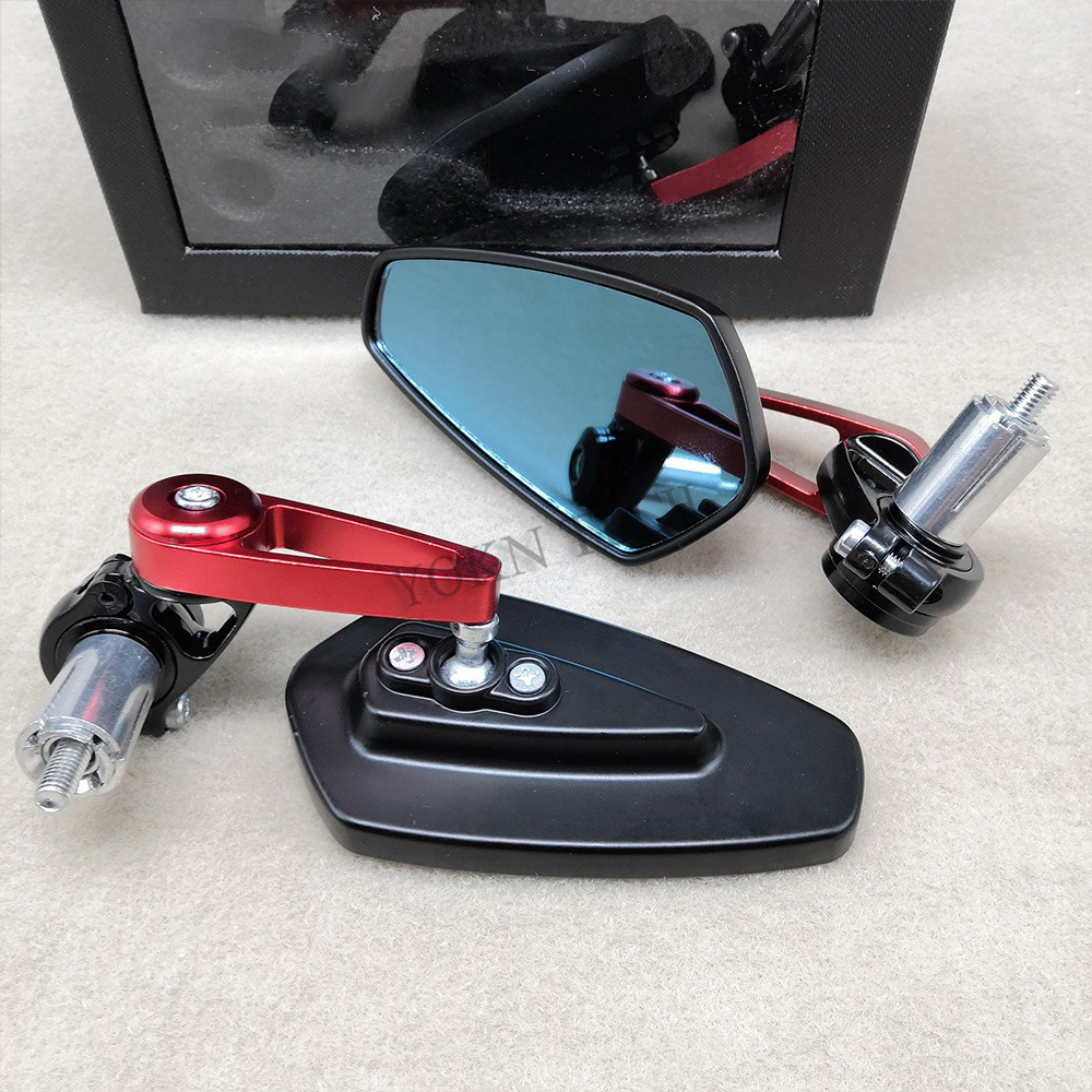 Espejo retrovisor para motocicleta YAMAHA, espejo con extremo de barra de 7/8 ", 22mm, xsr 300, mt-09, rastreador deportivo, fz400, bws, 125, t-max, 500, yzf-r3: Red(blue glass)