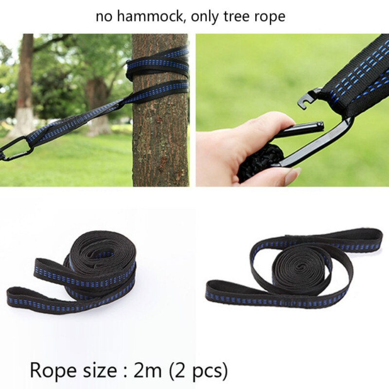 300*200 Sleeping Hammock 2-3 People Hamak Garden Swing Hanging Chair Bed Outdoor Hamacas Camping Goods + loop tree belt: I only rope