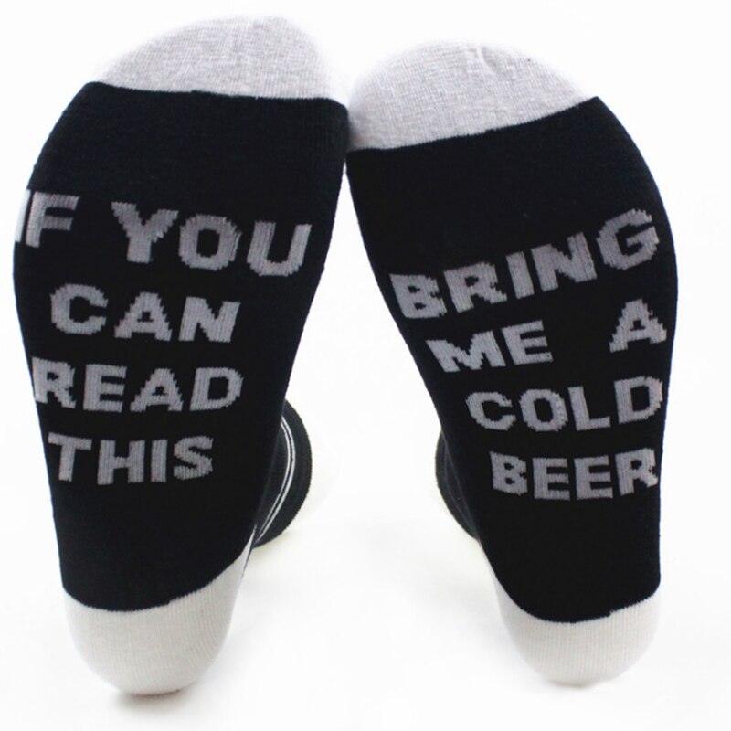 1Pair Funny Socks Autumn Spring Fall Letters Short Ankle Cotton Socks IF YOU CAN READ THIS BRING ME A GLASS OF WINE/BEER: black white