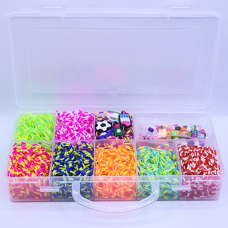 Rubber Loom Bands 2000pcs DIY Weaving Loom Kit Charmes Bracelet Making Kit With Storage Box Creavie DIY Toy Arts And Crafts For