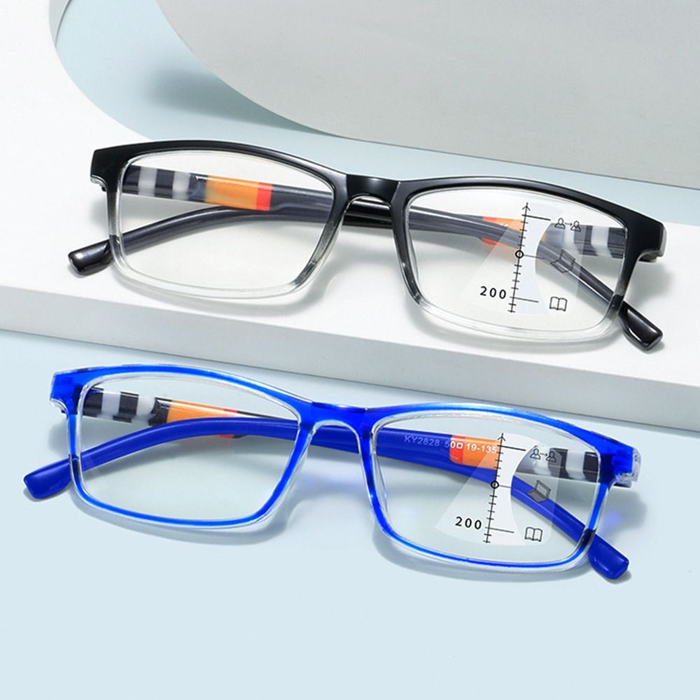 Gafas de lectura multifocales con luz azul, lentes cuadradas con bloqueo de rayos azules, progresivas, cerca del lejano, protección ocular ultraligera