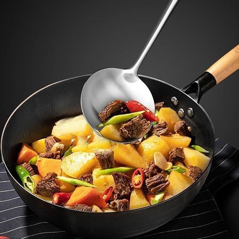 1 Uds espátula para Wok de madera de mango largo Anti herramienta para el hogar espátula cuchara pala utensilios de cocina antiadherente Wok cocina R7N7