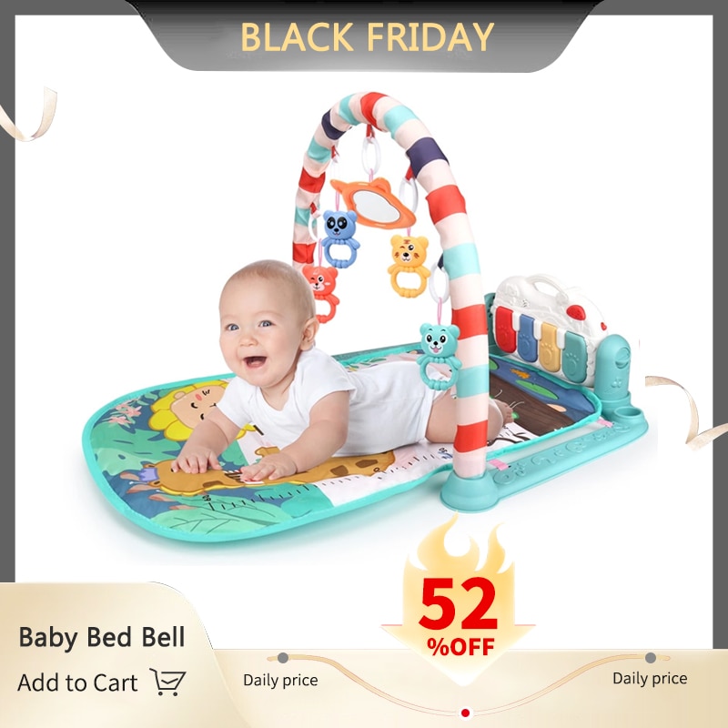 Hipac Baby Bed Bell Musical Pedal Piano High-Elastic Bracket 0-12 Months Baby Newborn Infant Toys for Kids for Children