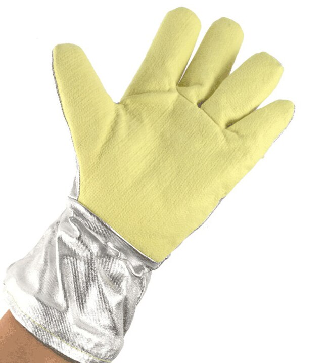 guante de soldadura de 500 grados centígrados 100% de fibra de aramida de aluminio Caston guante de trabajo resistente al calor