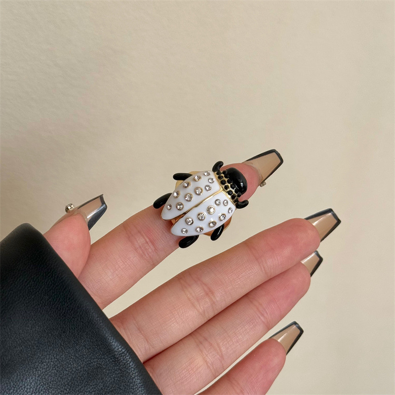HangZhi Vintage esmalte Rhinestone insecto anillo colorido lindo mariposa escarabajo Punk Y2K joyería para mujeres
