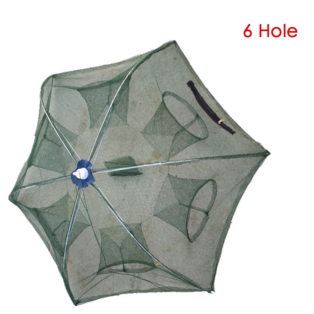 Filet de pêche pliable équipement de pêche main jeter filet avec parapluie protection automatique du poisson fournitures de pêche 4 importations (envoyer des sacs): 6  hole