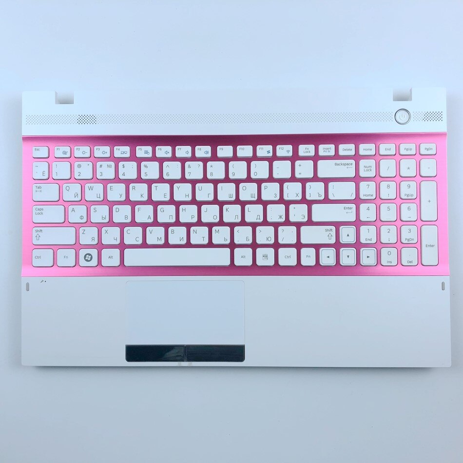 US Russian Laptop Keyboard touchpad palmrest for Samsung NP300V5A NP305V5A 305V5A 300V5A Black&White US RU Layout: Pink