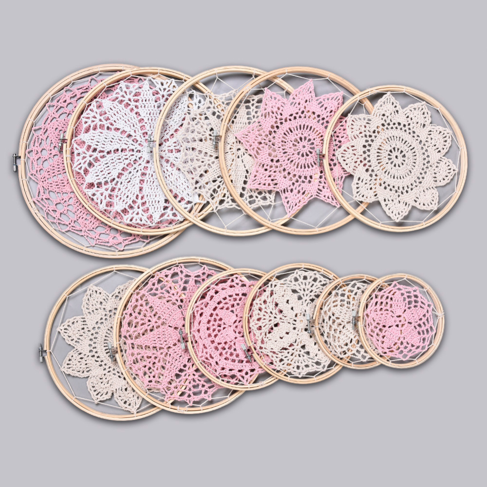 Dream Catcher Set para DIY, grande Doily Lace, fundo do casamento, decoração do quarto, Dreamcatcher anexo, Reve, 1 conjunto