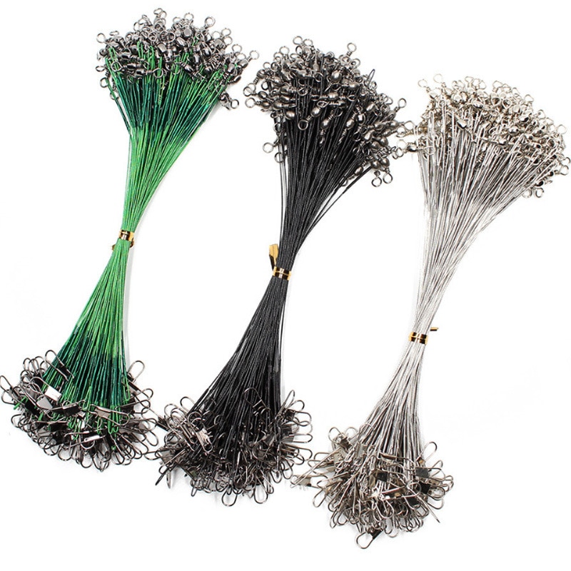 20pz anti-Morso di Pesca in Acciaio Linea di Filo di Acciaio con Girevole di Pesca Accessorio Nucleo di Piombo Guinzaglio Filo Da Pesca 15cm 20 centimetri 30 centimetri