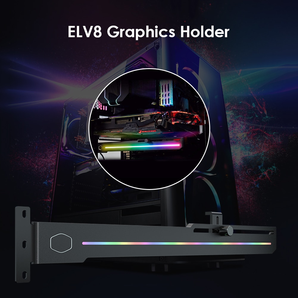 ARGB LED GPU Holder Adjustable Length Height 3-Pin Addressable RGB Vertical Graphic Card Bracket Fan Cooling System Accessories