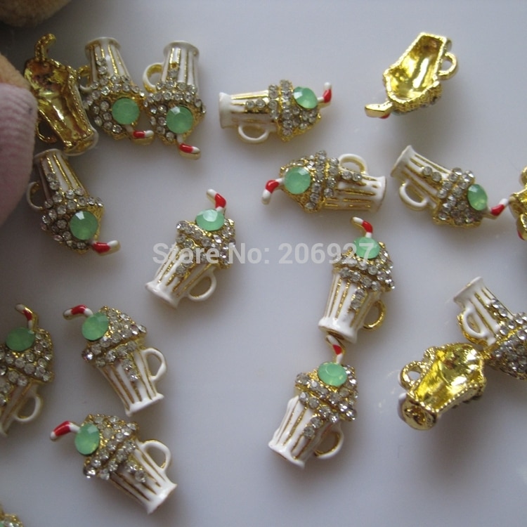 MD-563 10 Uds de oro de diamantes de imitación de bebidas Deco encantos de Metal Deco Charms de Arte de uñas