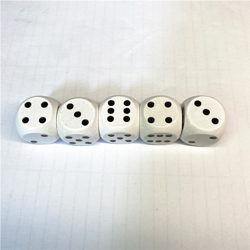 10pcs Wood Dice D6 Sided Dice 16mm Digital number or point Cubes Round Corner For Kid Toys Board Games: White