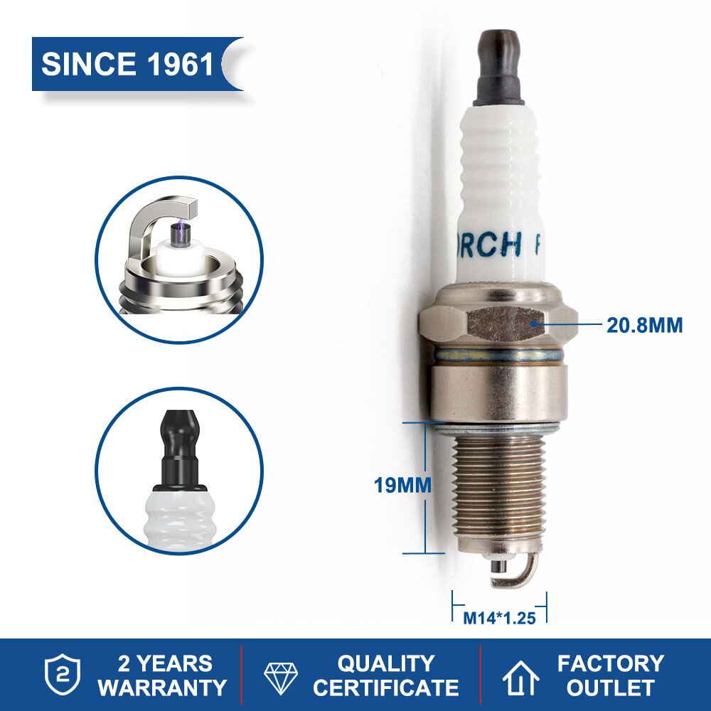 China Original TORCH Spark Plug F6RTC Raplace for Candle BUR5ETB10 DENSO W20EPR-U for WR7DC+ CHAMPION RN8VTYC4 Ignition System