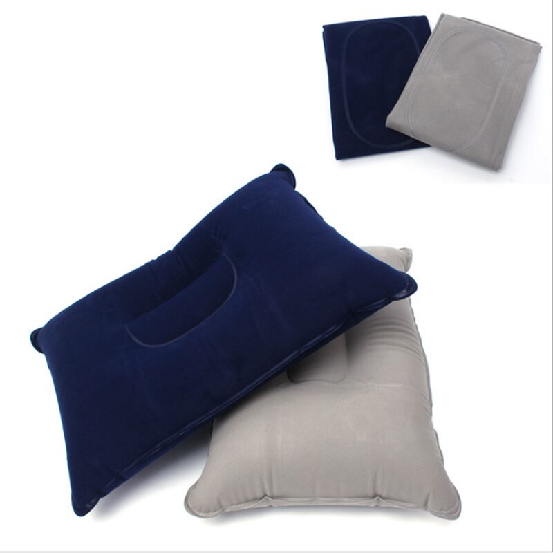 1PC Head Rest Bed Sleep Portable Inflatable Pillow Travel Air Cushion Double Sided Flocking Cushion Camp Beach Car Plane Hotel