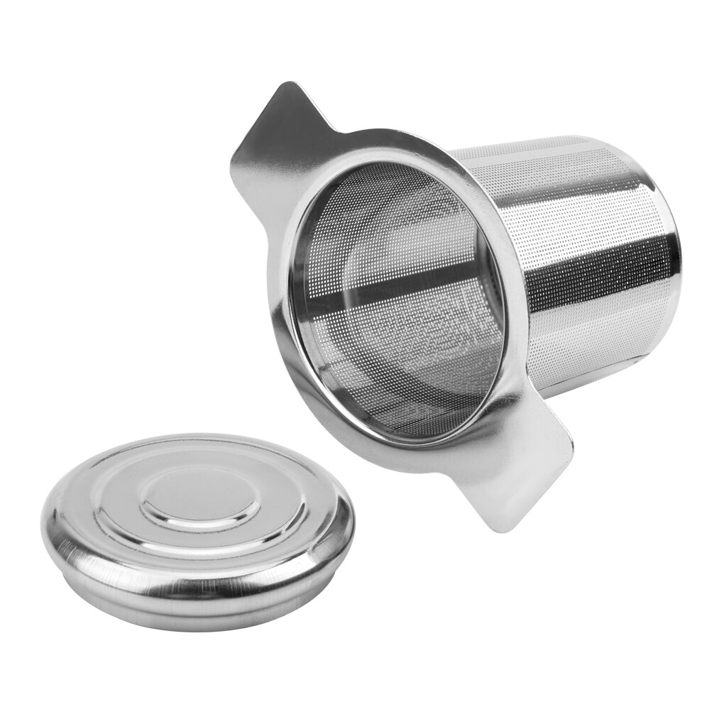 Infusor de té de doble ASA con tapa, filtro de café de malla fina de acero inoxidable, tetera, taza colgante, colador de té de hojas sueltas