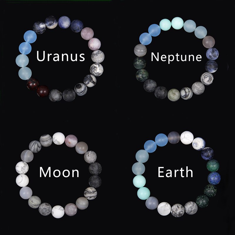 Blue Original Solar System Planets Bracelets For Women men lover Universe Handmade Crystal Stones Elastic bracelet Astronomy diy