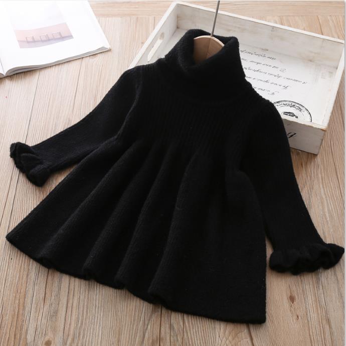 Baby Mädchen Pullover Kleid herbst winter Säuglings Kleinkind Neugeborenen Shirt für mädchen Kid prinzessin Strickwaren Weihnachts dicke Tops Kleider: black / 24M