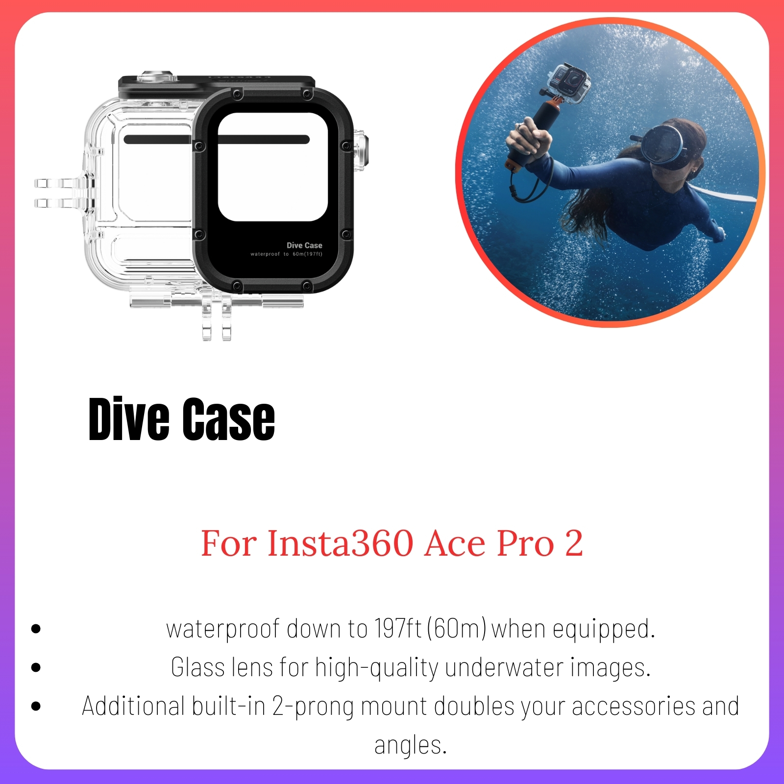 Accesorios originales para Insta360 Ace Pro 2, protector de lente, Mini Estuche de transporte, jaula de Metal, adaptador de micrófono, estuche de buceo impermeable, GPS