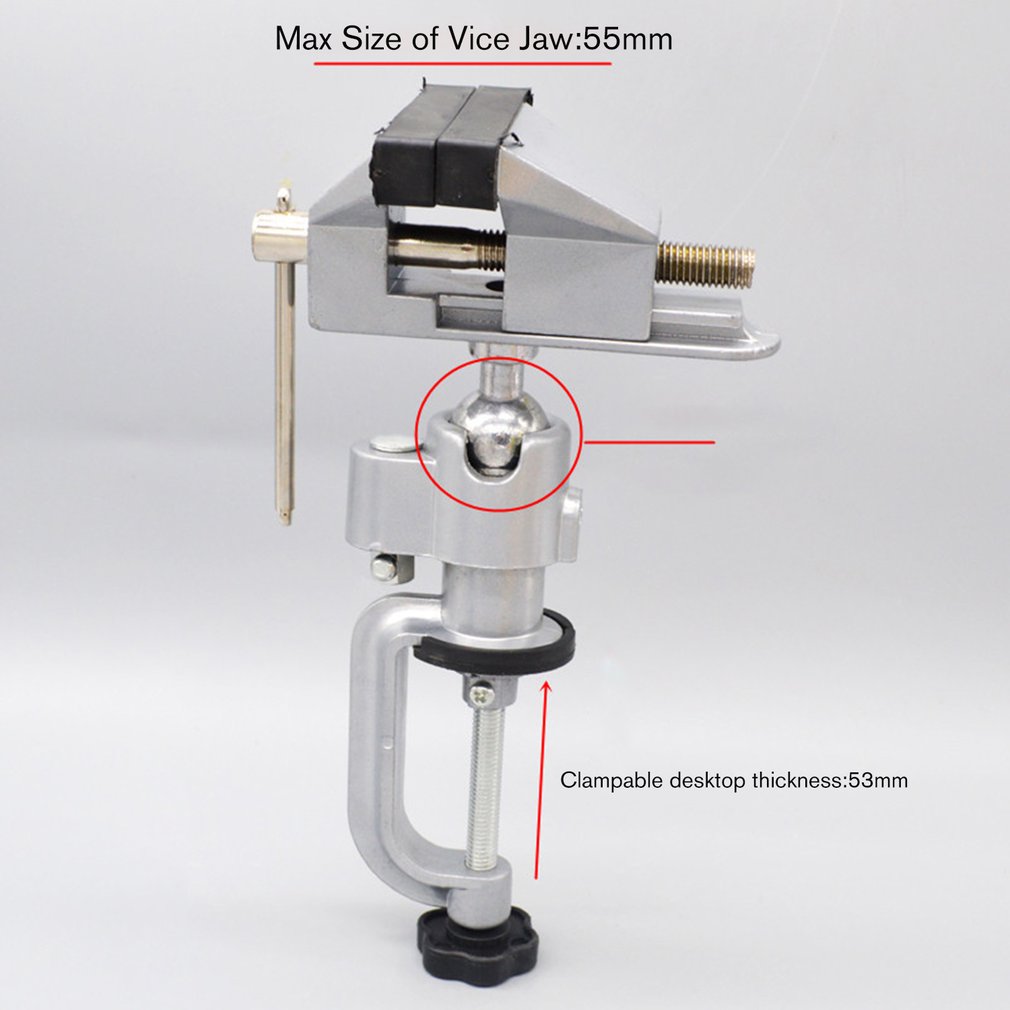 2 in 1 Table Vise Bench Vice Aluminium Alloy 360 Degree Rotating Universal Vise Precise Mini Vise Clamp Alloet