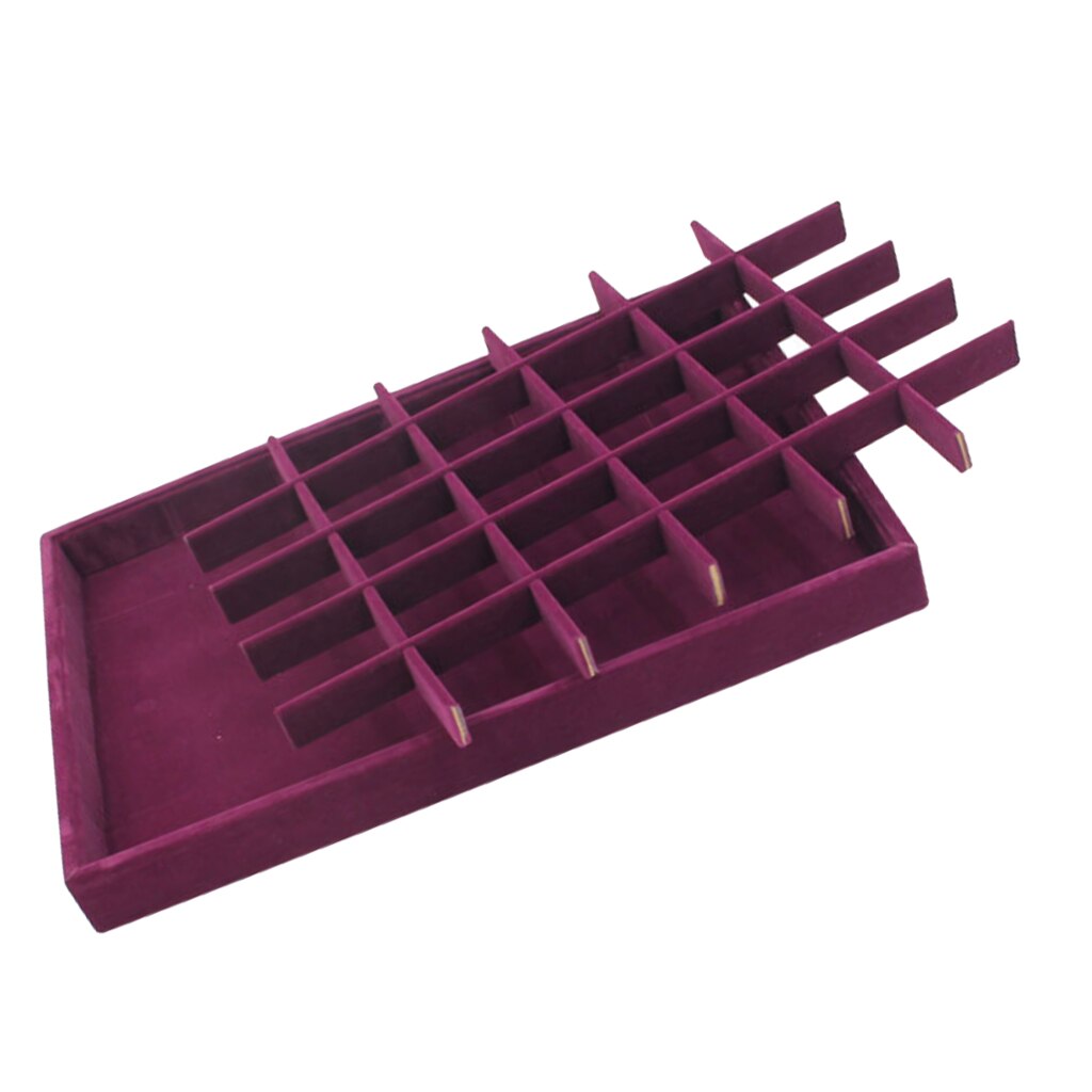 Velvet Drawer Jewlery Box Organizer Tray for Watch Bangle Rings Display Showcase Purple 35 x 24 x 3cm: 4 35 x 24 x 3cm