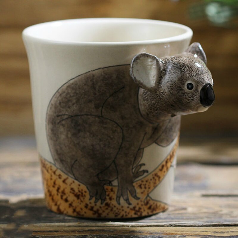 animal ceramic mug Hand drawn koala cartoon cup Personal coffee mug cups and mugs cute mugs: Default Title