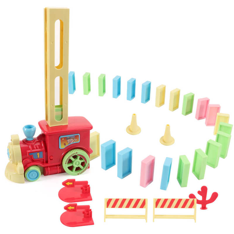 80 stk elektrisk domino togbil automatisk opsætning af farverige plast domino legetøj pædagogisk legetøj børn børn dag