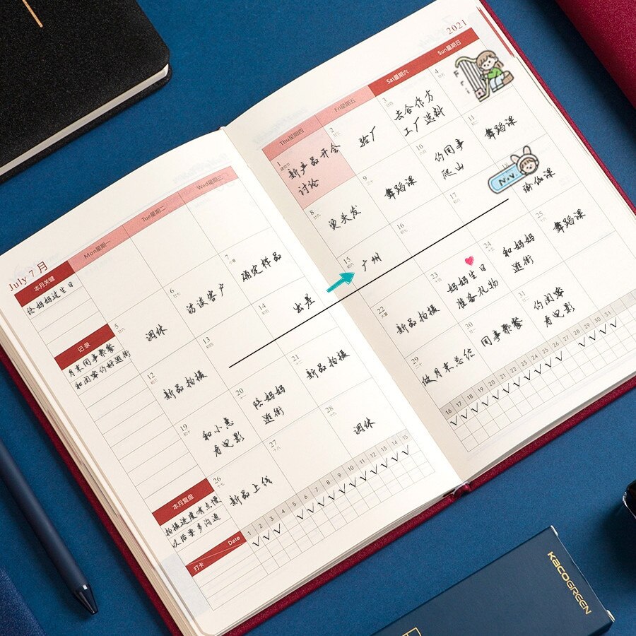 Agendas Weekly Planner Organizer A5 Diary Notebook Monthly Journal Note Book Personal Business Travel Plan Notepad Schedule