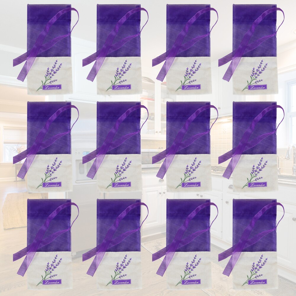 1 Set 12Pcs Lavender Sachet Fragrance Lavender Sachet Style Deep Purple)