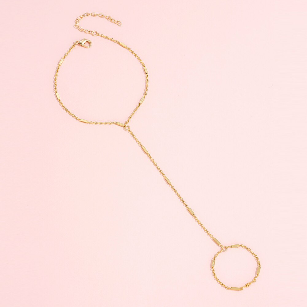 Creatieve Koper Metalen Dunne Kettingen Aansluiten Vinger Armbanden Voor Vrouwen Mode Gouden Vinger Hand Link Chain Sieraden: Default Title