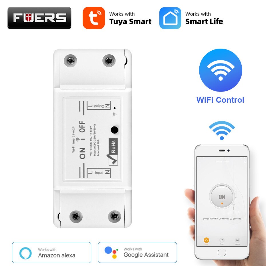 Wifi Smart Home Switch LED Light Breaker Wireless Remote Tuya Smart Life APP Control Work with Alexa Google Assistant IFTTT: 1 Pcs