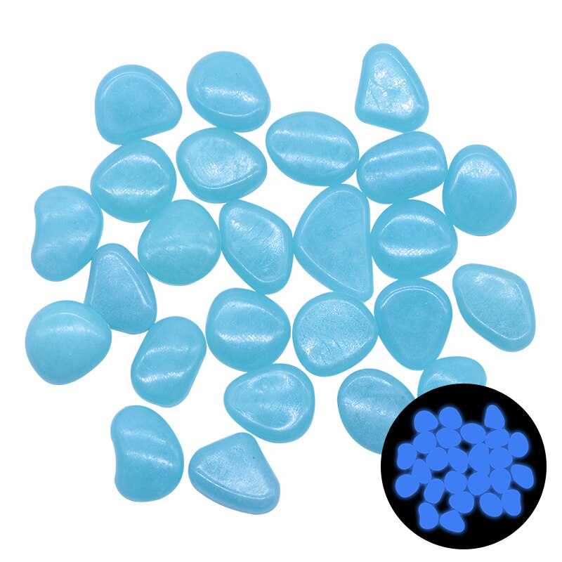 25/50pcs Glow in the Dark Garden Pebbles Glow Stones Rocks for Walkways Garden Path Patio Lawn Garden Yard Decor Luminous Stones: 50pcs / Blue