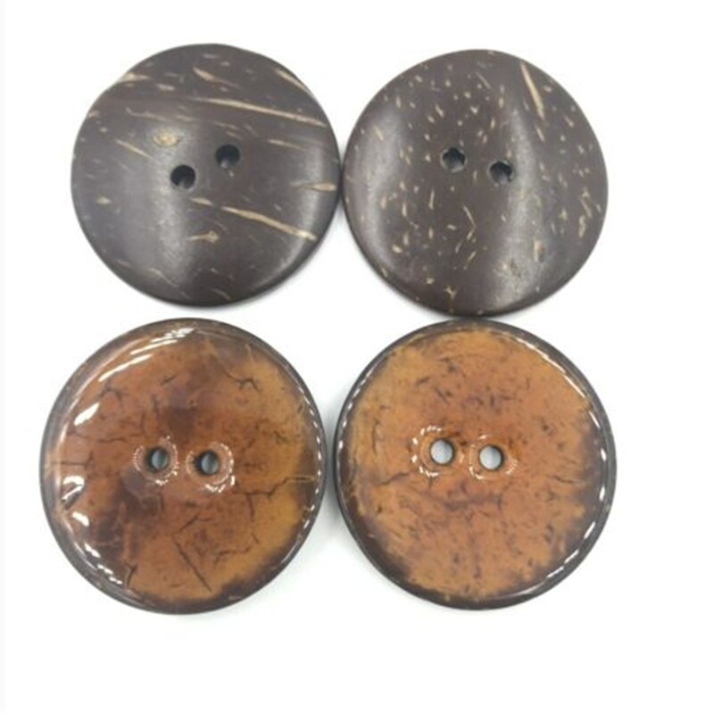 Bricolage 5 pièces coquille de noix de coco émail boutons outils de couture vêtements accessoires artisanat décoratif taille 40mm trou taille 4mm: Brown -5pcs