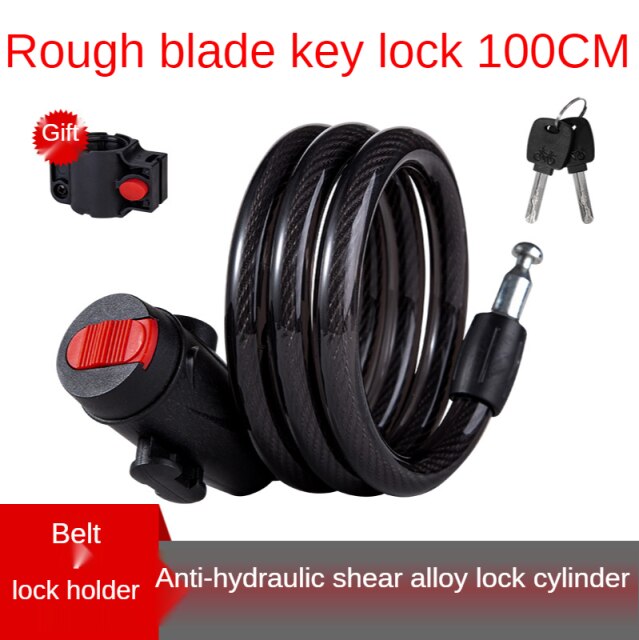 Mountain Bike Bicycle Lock Electric Stainless Steel Password Fixed Portable Anti-Theft Steel Wire Chain Lock
