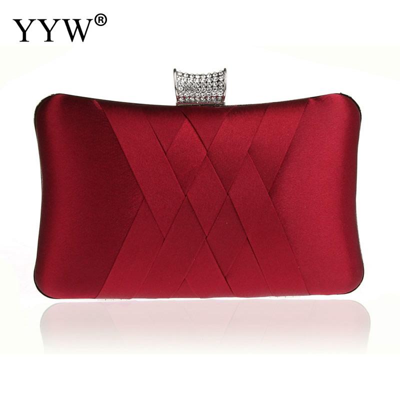 YYW Frauen Abendgesellschaft Neue Dame Handtasche Mit Kette Schulter Handtaschen Bolsas Mujer Kleinen Geldbeutel Schild Kupplungen: Wein rot Farbe