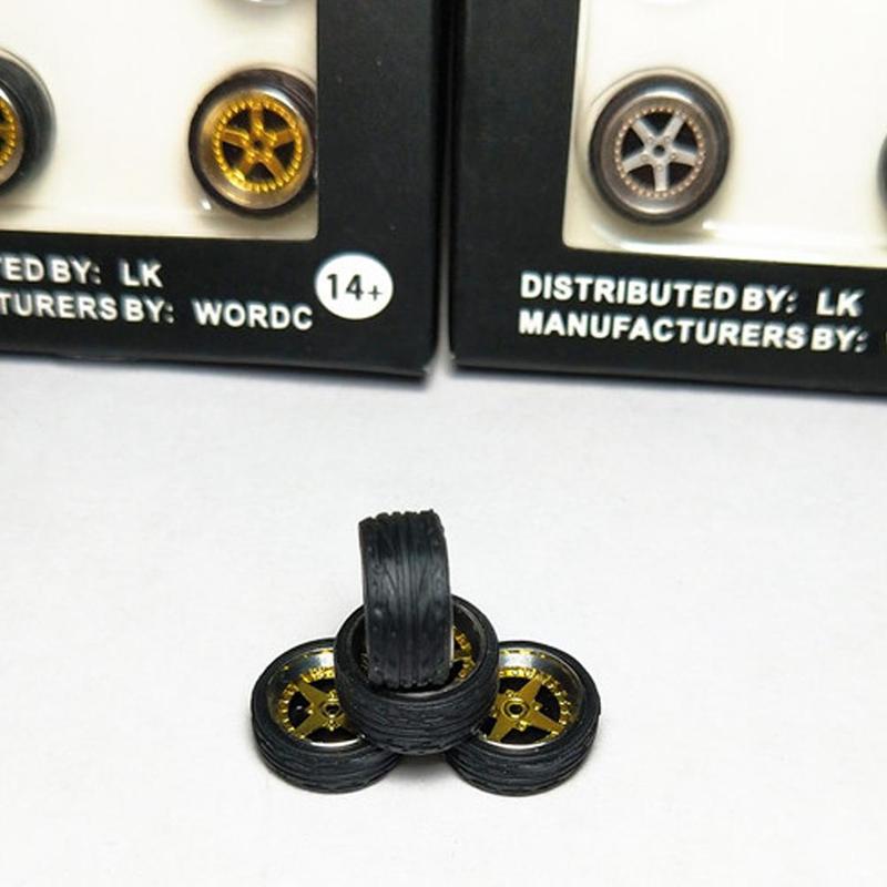 Stijl 1: 64 Model Gemodificeerde Band Diecasts Alloy Wheel Tire Rubber Speelgoed Voertuigen Algemeen Model Van Auto Veranderen Accessoires