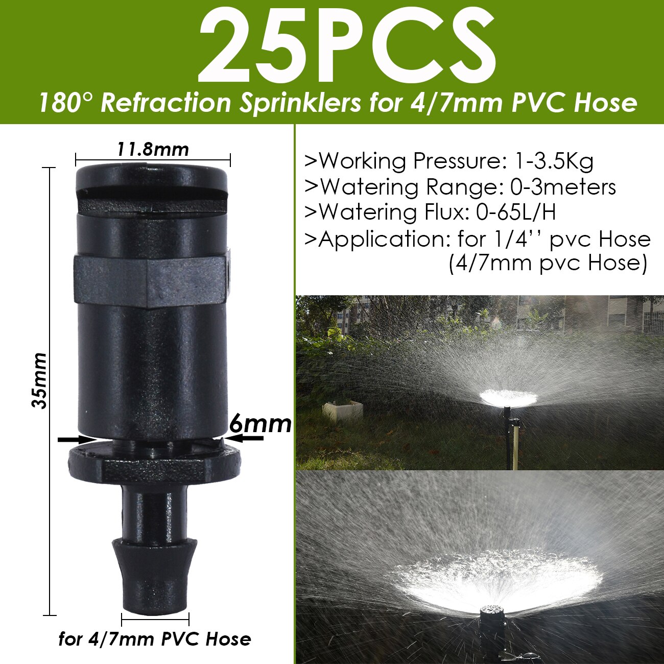 Ogród 4/7mm nawadniania kropelkowego Dripper obrotowy dysza rozpylać podlewanie zraszacz emitery dla 1/4w króciec robić węża złącza szklarnia: KSL01-KIT098-25szt