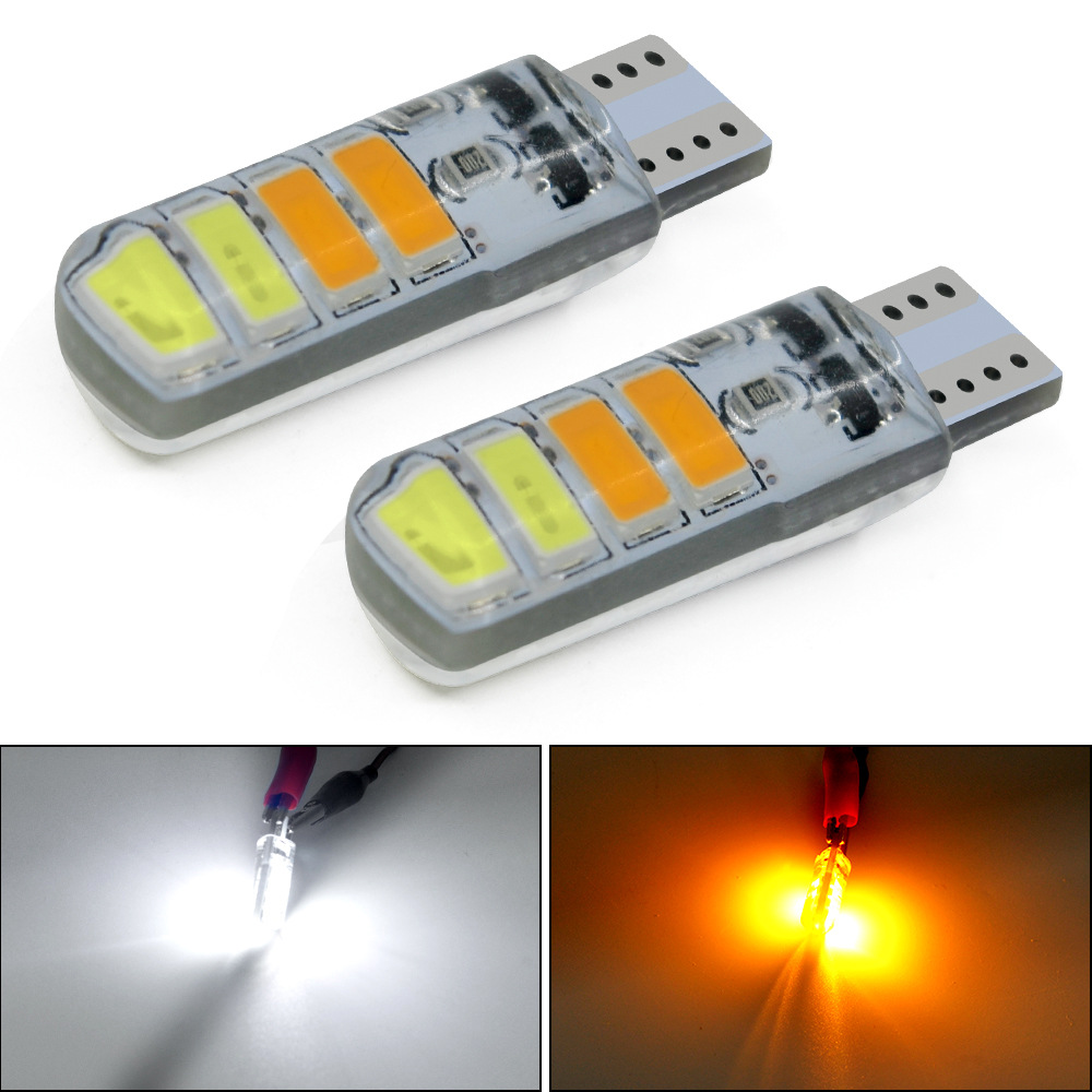Two Color Flash Automobile LED Lamp T10 5630 8smd Double Color Flash Lamp T10 Silicone Lamp Bulb Car Accessories
