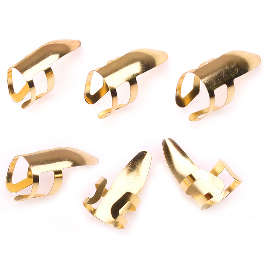 6 PCS Stainless Steel Thumb Finger Nail Guitar Picks Plectrums Set Metal Acoustic Electric Bass Guitar Accessories