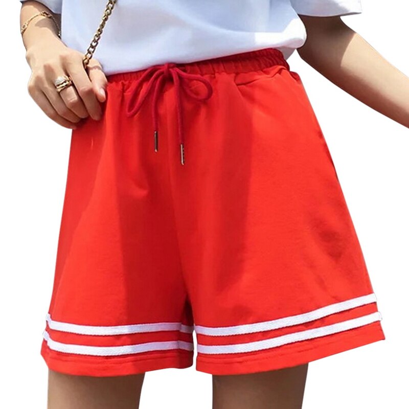 Runing Shorts Koreaanse Stijl Zoete Elastische Taille Losse Gestreepte Vrouwen Korte Vrouwen Zakken Zomer Mode Zoete Meisje: Color 3 / S